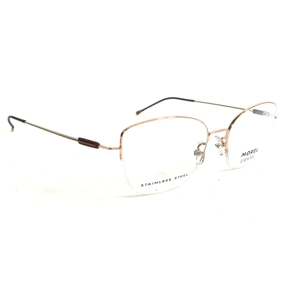 Morel Lightec Eyeglasses Frames 30154L PR08 Rose Gold Cat Eye Half Rim 52-18-140